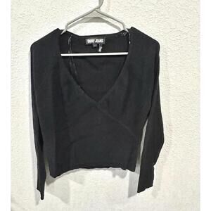 DKNY Jean Jeans Women Black Cropped Pullover Sweater Size  L - Preowned